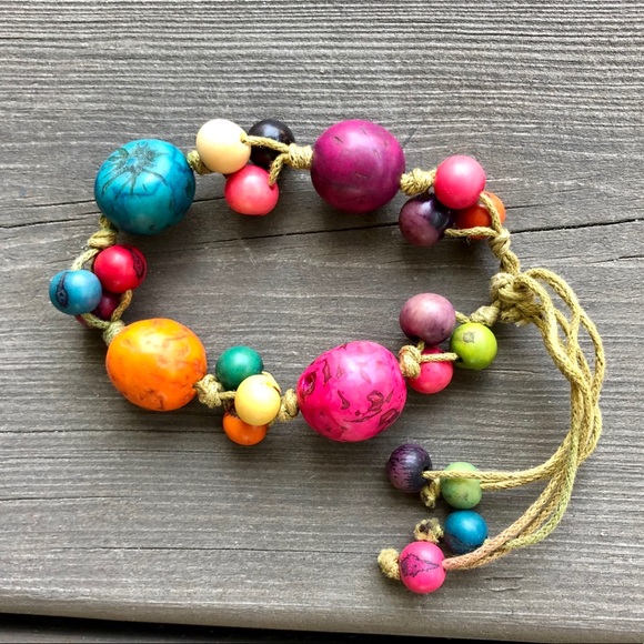 Jewelry - RESERVED/Multicolored tagua nut handmade bracelet